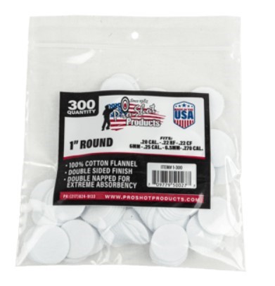 PROSHOT 1IN ROUND PATCHES - .22 CAL. TO .270 CAL. - 300 COUNT 1-300 - 556 Black Friday Promotion